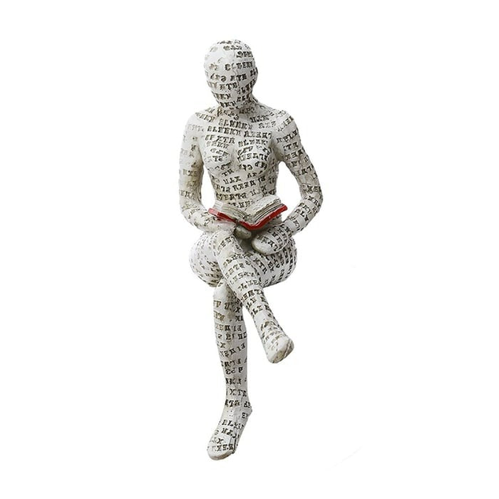 Kvinnelig Statue Ornament Lesende Figur Kunstnerisk Dekorasjon 6