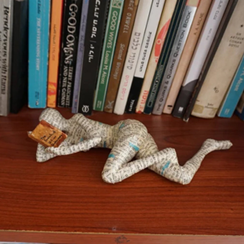 Kvinnelig Statue Ornament Lesende Figur Kunstnerisk Dekorasjon 8