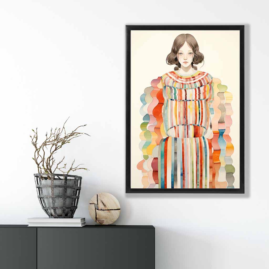 Kvinnemotiv Kunstverk Abstrakt Design Fargerik 1