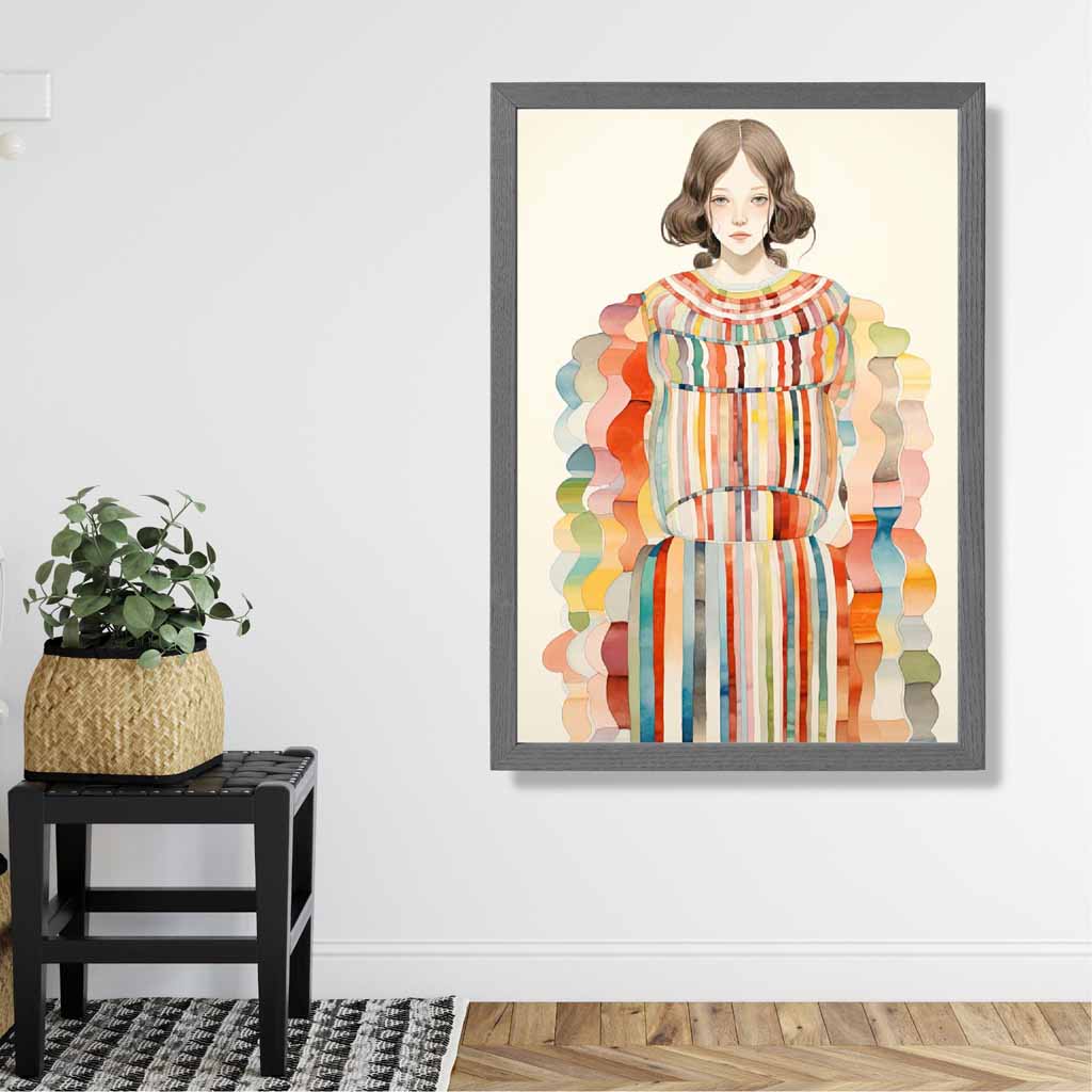 Kvinnemotiv Kunstverk Abstrakt Design Fargerik 2