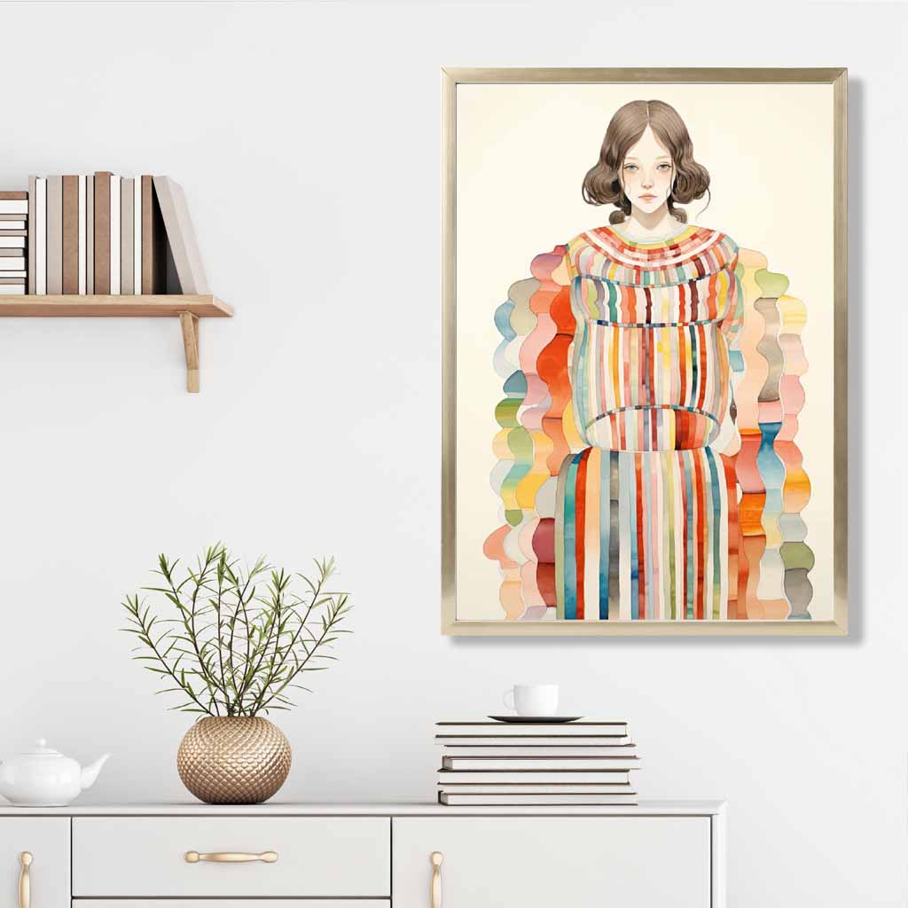 Kvinnemotiv Kunstverk Abstrakt Design Fargerik 3