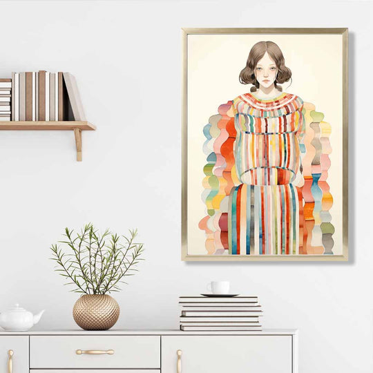 Kvinnemotiv Kunstverk Abstrakt Design Fargerik 3