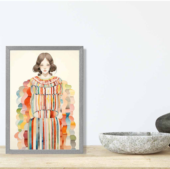 Kvinnemotiv Kunstverk Abstrakt Design Fargerik 4