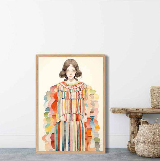 Kvinnemotiv Kunstverk Abstrakt Design Fargerik 5