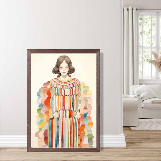 Kvinnemotiv Kunstverk Abstrakt Design Fargerik 7