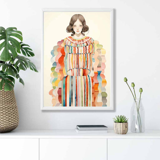 Kvinnemotiv Kunstverk Abstrakt Design Fargerik 8