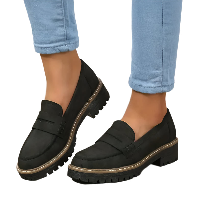 Kvinnens Loafers Suede Elegant Retrodesign Komfortabel Slip-On 0