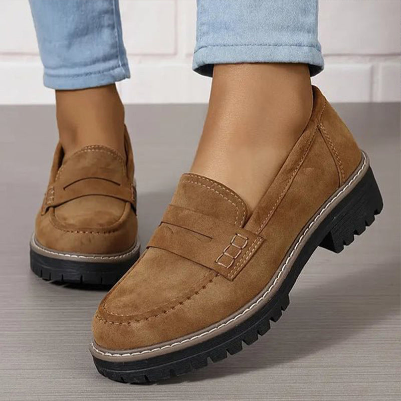 Kvinnens Loafers Suede Elegant Retrodesign Komfortabel Slip-On 4
