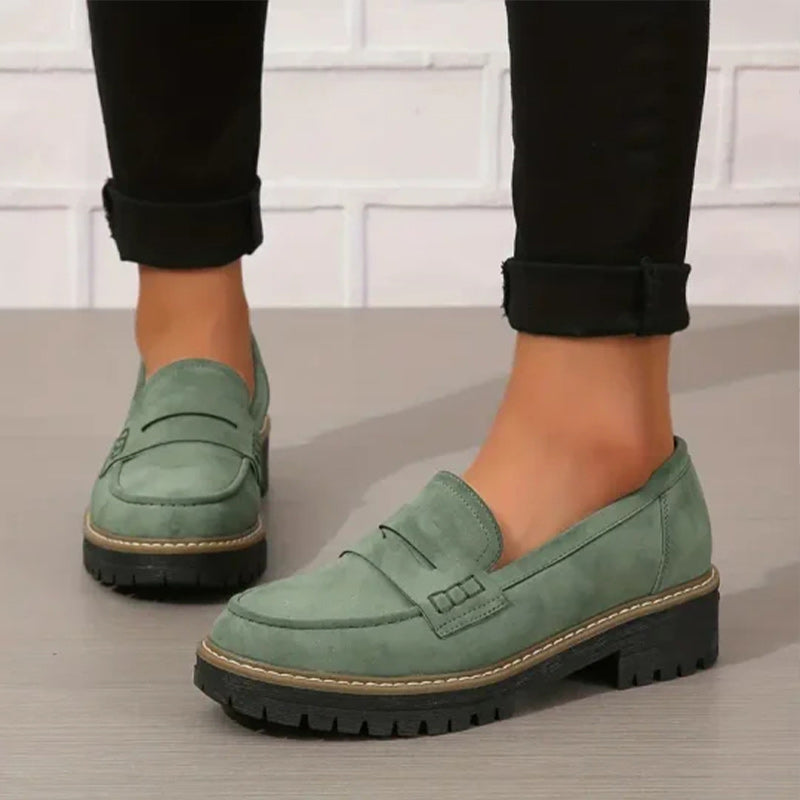 Kvinnens Loafers Suede Elegant Retrodesign Komfortabel Slip-On 5
