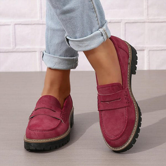 Kvinnens Loafers Suede Elegant Retrodesign Komfortabel Slip-On 6