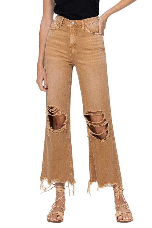 Kvinners 90-talls Crop Flare Jeans i Gull 0