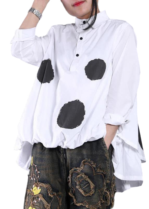 Kvinners Asymmetrisk Bluse med Prikker 0