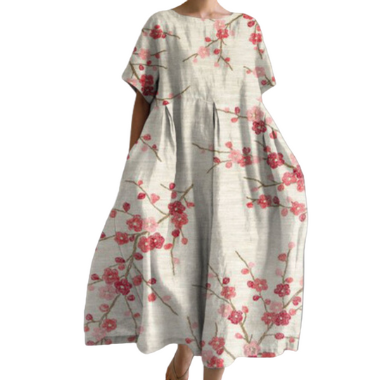 Kvinners Avslappet Kjole med Rund Hals 0