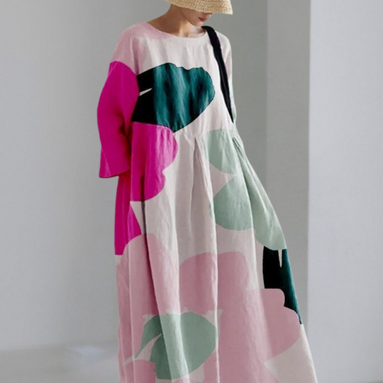 Kvinners Avslappet Kjole med Rund Hals 2