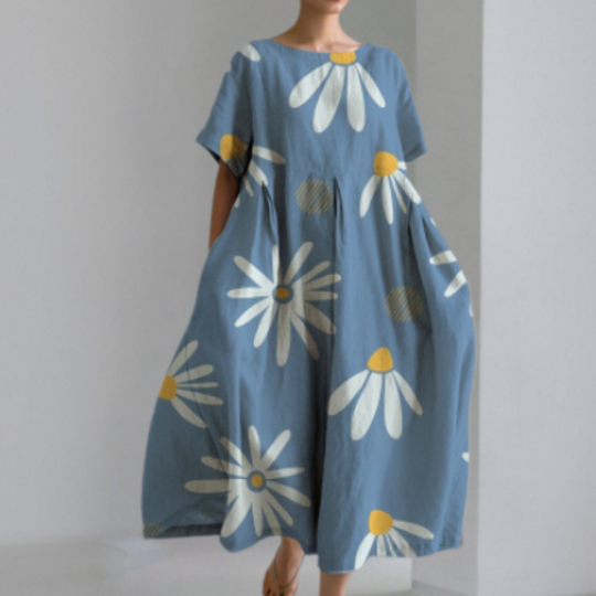 Kvinners Avslappet Kjole med Rund Hals 4