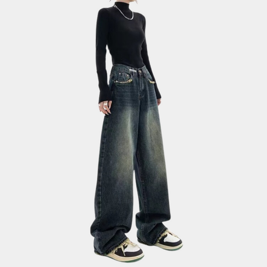 Kvinners Baggy Jeans med Justerbar Talje 2