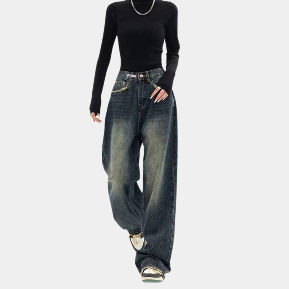 Kvinners Baggy Jeans med Justerbar Talje 3