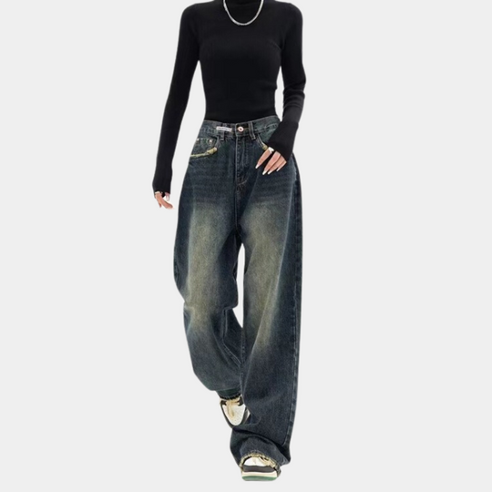 Kvinners Baggy Jeans med Justerbar Talje 3