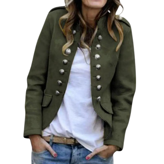 Kvinners Blazer med Stand-Up Krage og Knapplukking 0