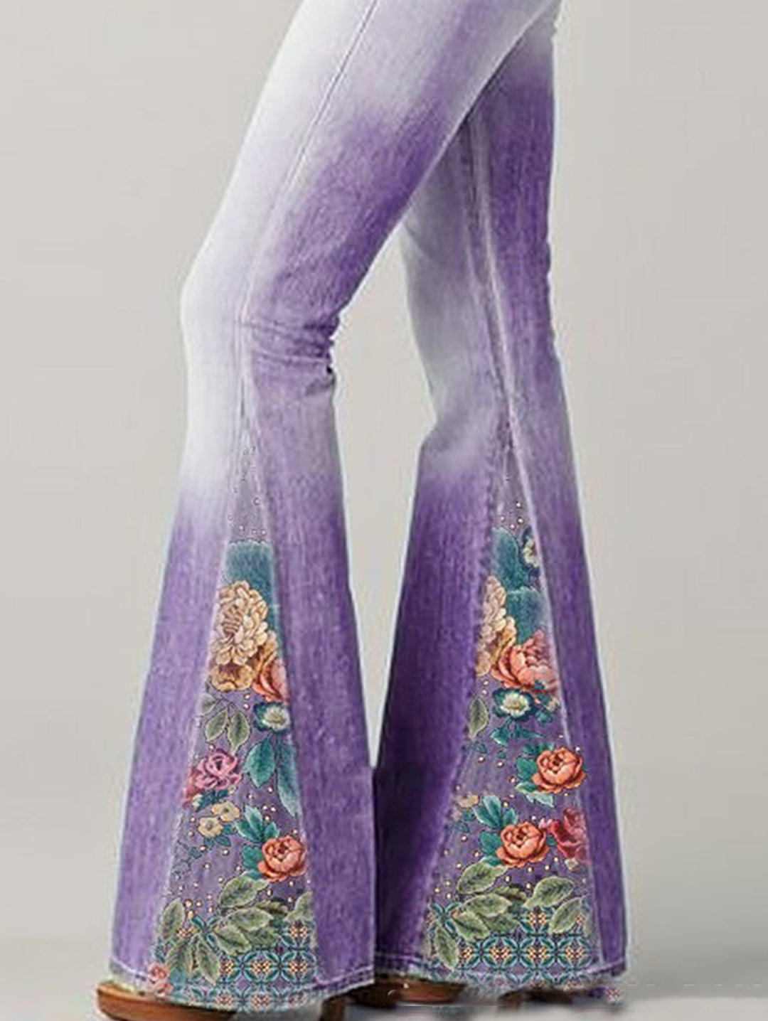 Kvinners Blussede Jeans med Blomstertrykk 4