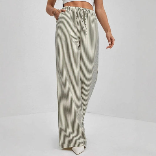 Kvinners Bukser Rett Ben Avslappet Stil med Justerbar Midje 1