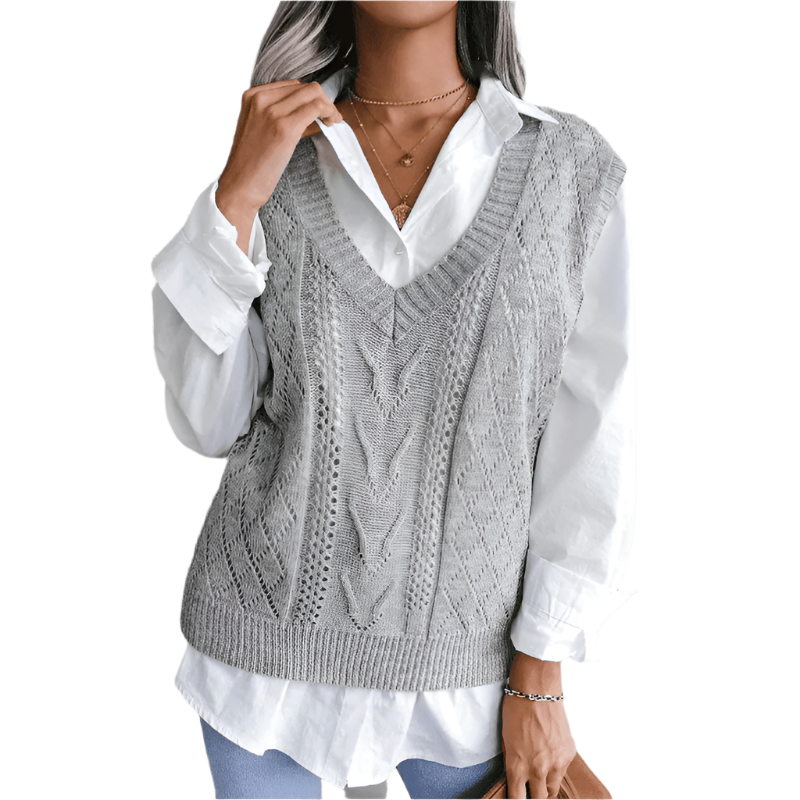 Kvinners Cardigan V-hals Strikket Acryllfiber Diamantmønster 0