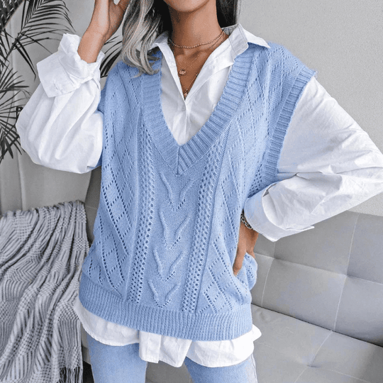 Kvinners Cardigan V-hals Strikket Acryllfiber Diamantmønster 4