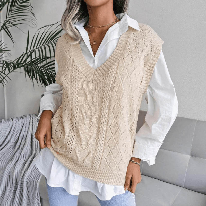 Kvinners Cardigan V-hals Strikket Acryllfiber Diamantmønster 5