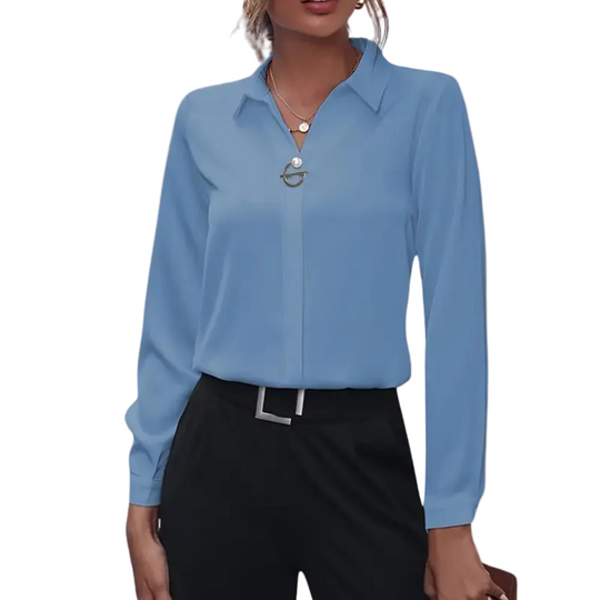 Kvinners Chiffonbluse med Klassisk Krage 0