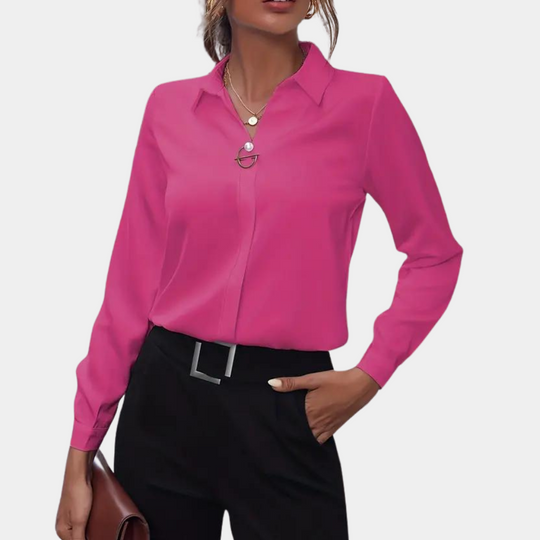 Kvinners Chiffonbluse med Klassisk Krage 4