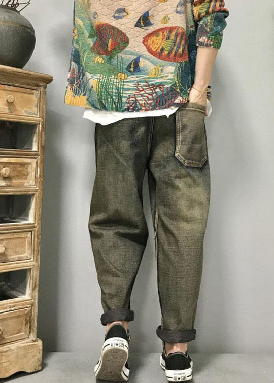 Kvinners Harem Jeans med Kattbroderi 4