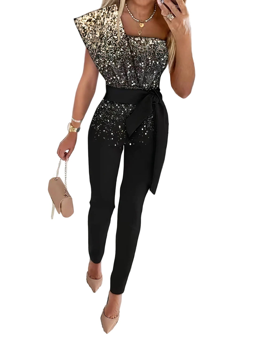 Kvinners Jumpsuit Med Glitterdetaljer Full Lengde 0