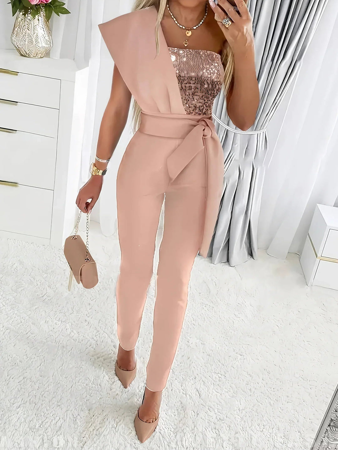 Kvinners Jumpsuit Med Glitterdetaljer Full Lengde 2