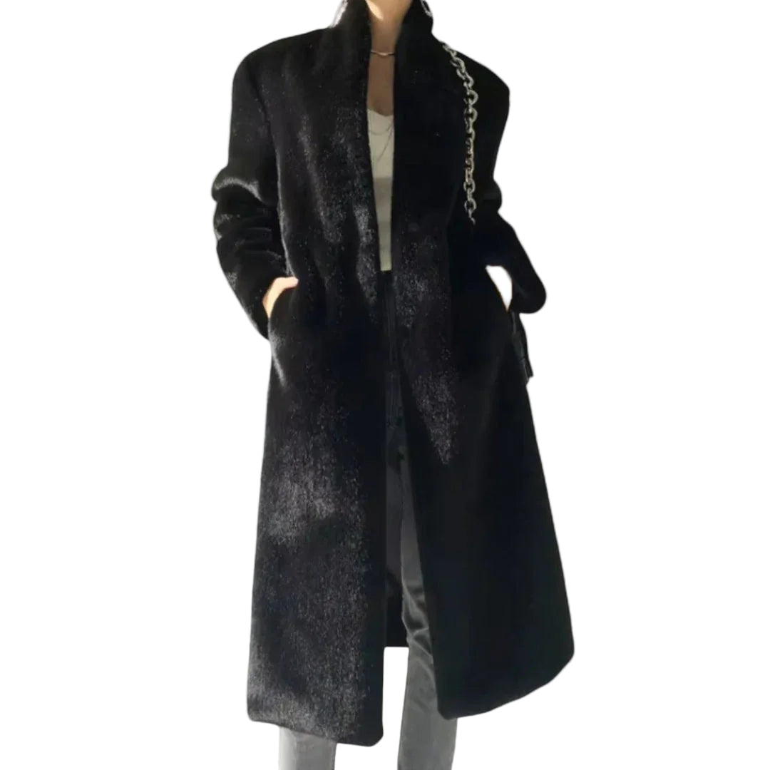 Kvinners Lang Frakk Med Skjult Knappelukking 0