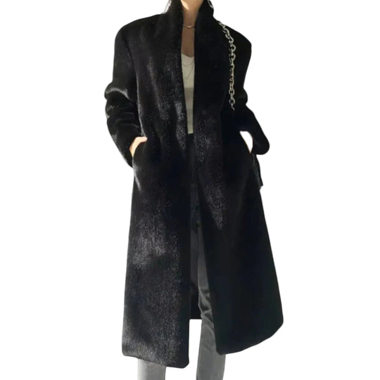 Kvinners Lang Frakk Med Skjult Knappelukking 0