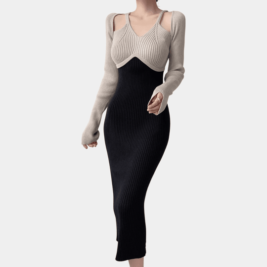 Kvinners Lang Kjole Med Lange Ermer Raffinert Polyester 1