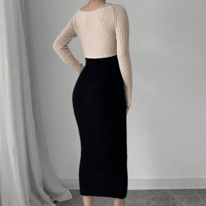 Kvinners Lang Kjole Raffinert Polyester Langermet 2