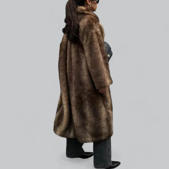 Kvinners Lang Trenchcoat i Fuskepels 2