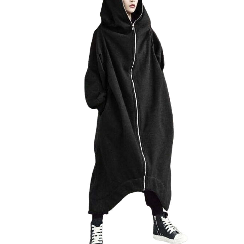 Kvinners Maxi Hættetrøyejakke Løs Passform 0