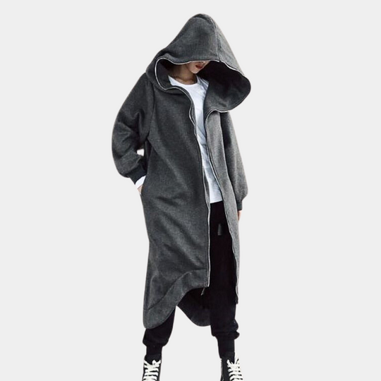 Kvinners Maxi Hættetrøyejakke Løs Passform 3