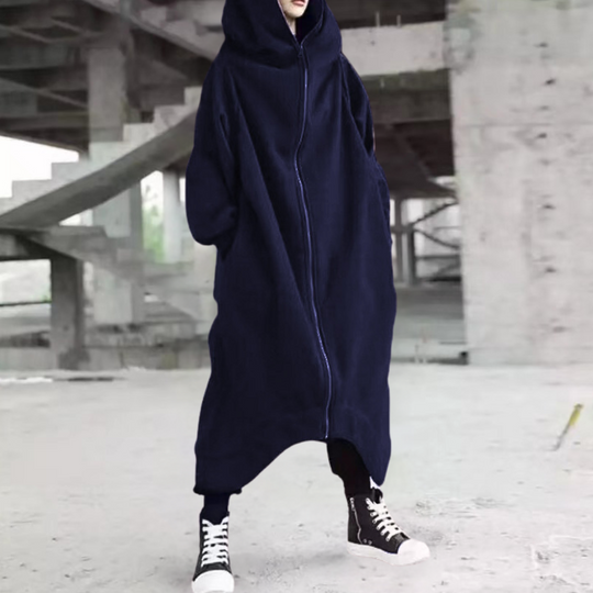 Kvinners Maxi Hættetrøyejakke Løs Passform 6