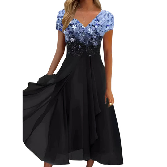 Kvinners Midi Kjole Blomstermønster Chiffon 0