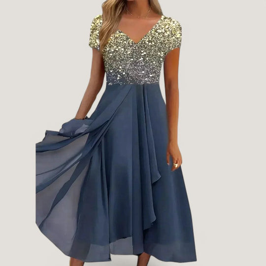 Kvinners Midi Kjole Blomstermønster Chiffon 1