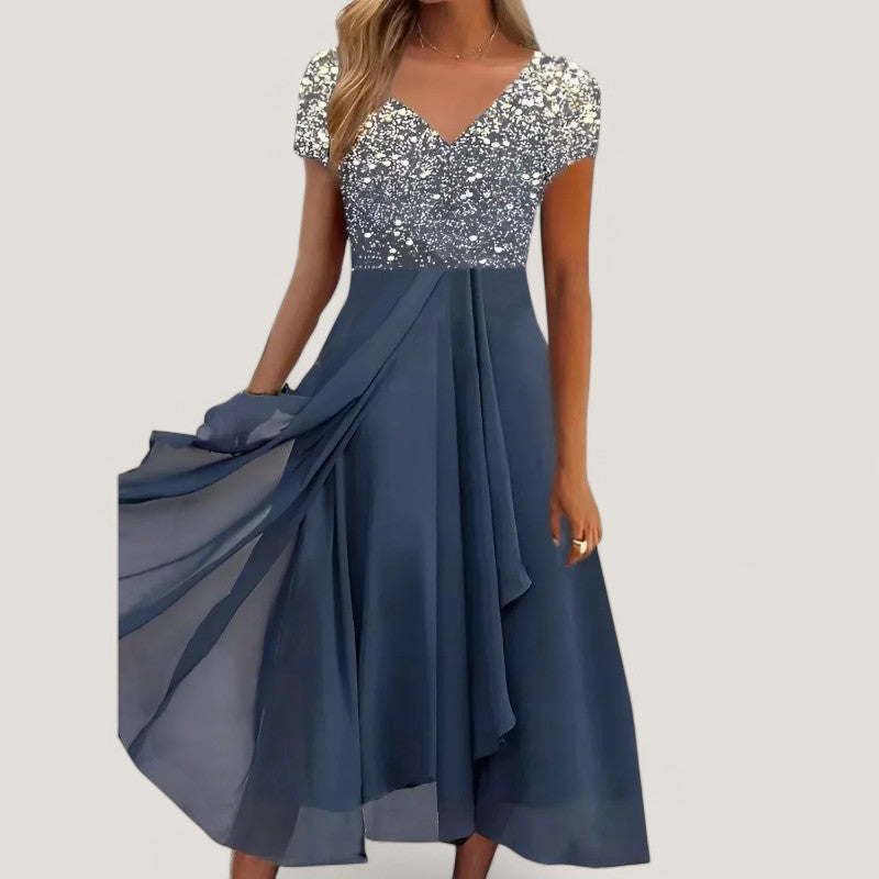 Kvinners Midi Kjole Blomstermønster Chiffon 5