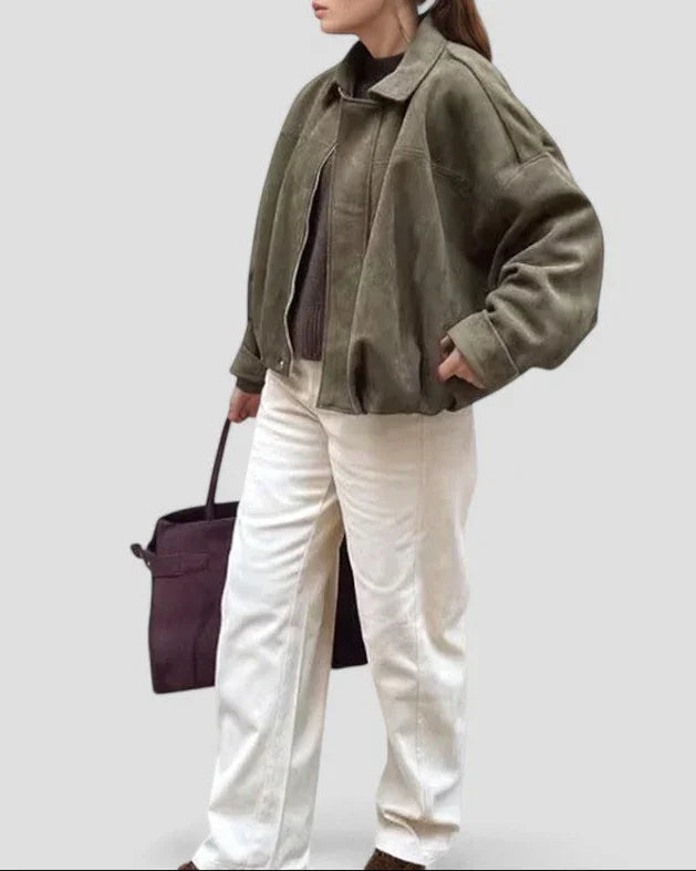 Kvinners Oversized Bomberjakke med Glidelås 6