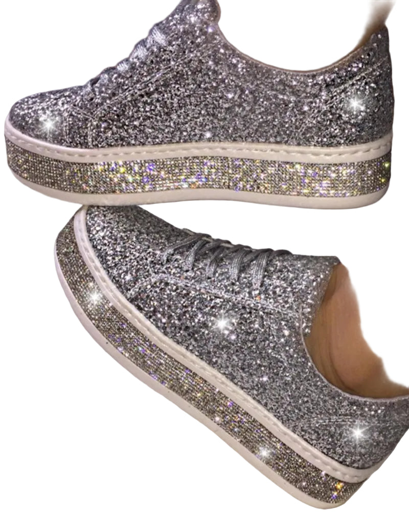 Kvinners Plattform Sneakers med Glitterdetaljer Uformelt Stil 0
