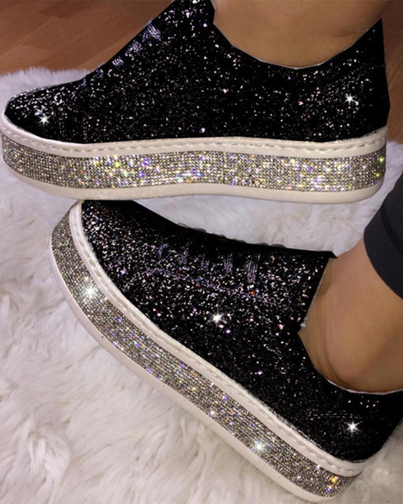 Kvinners Plattform Sneakers med Glitterdetaljer Uformelt Stil 1