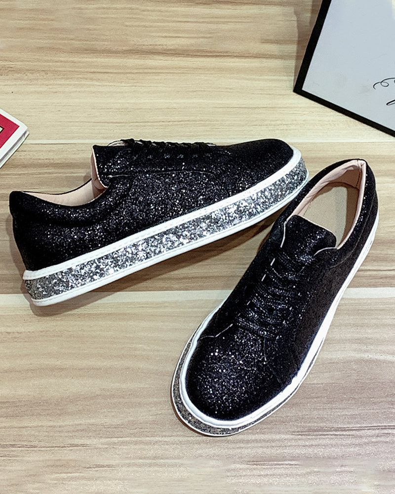 Kvinners Plattform Sneakers med Glitterdetaljer Uformelt Stil 2