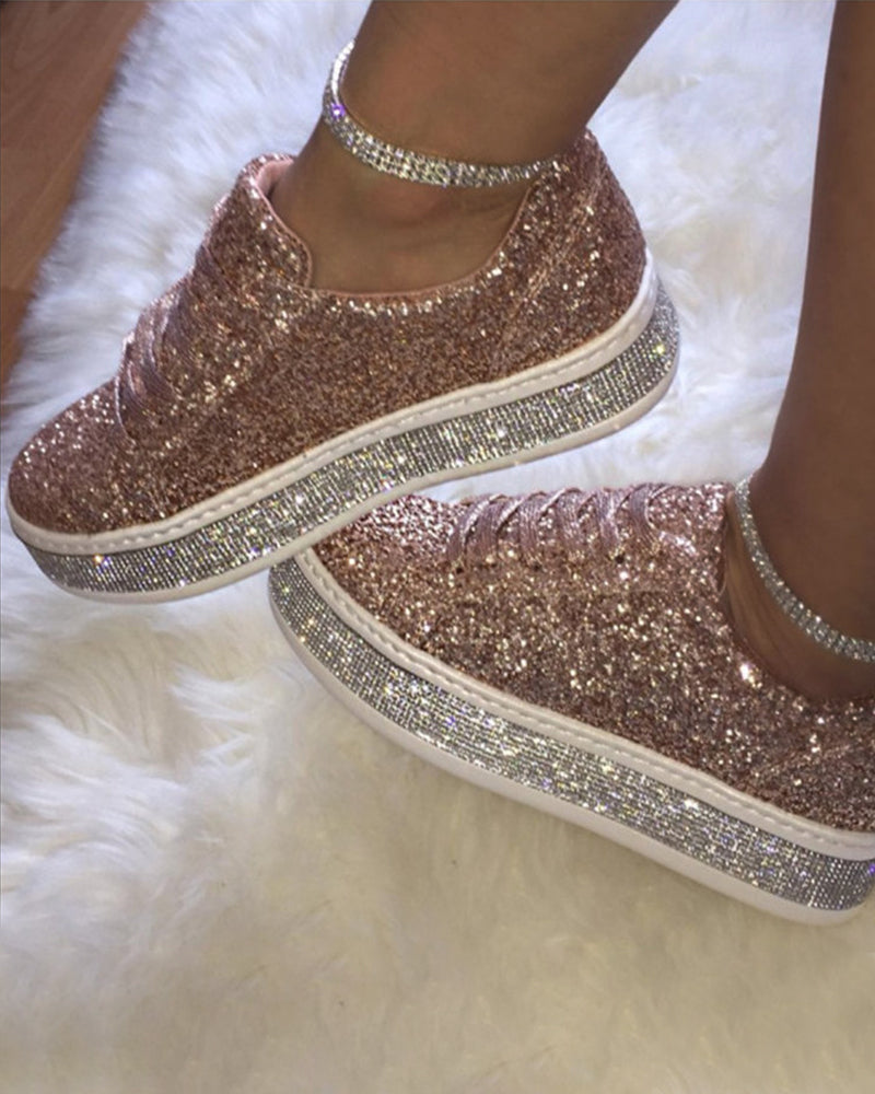 Kvinners Plattform Sneakers med Glitterdetaljer Uformelt Stil 3