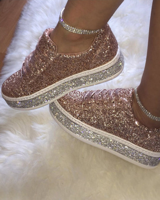 Kvinners Plattform Sneakers med Glitterdetaljer Uformelt Stil 3